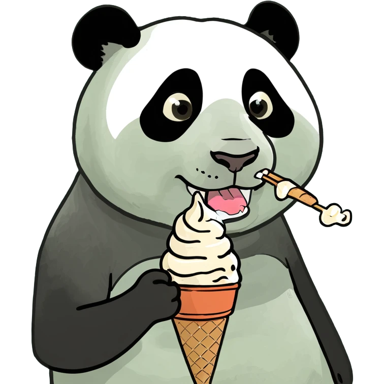 Panda eating ice cream emoji