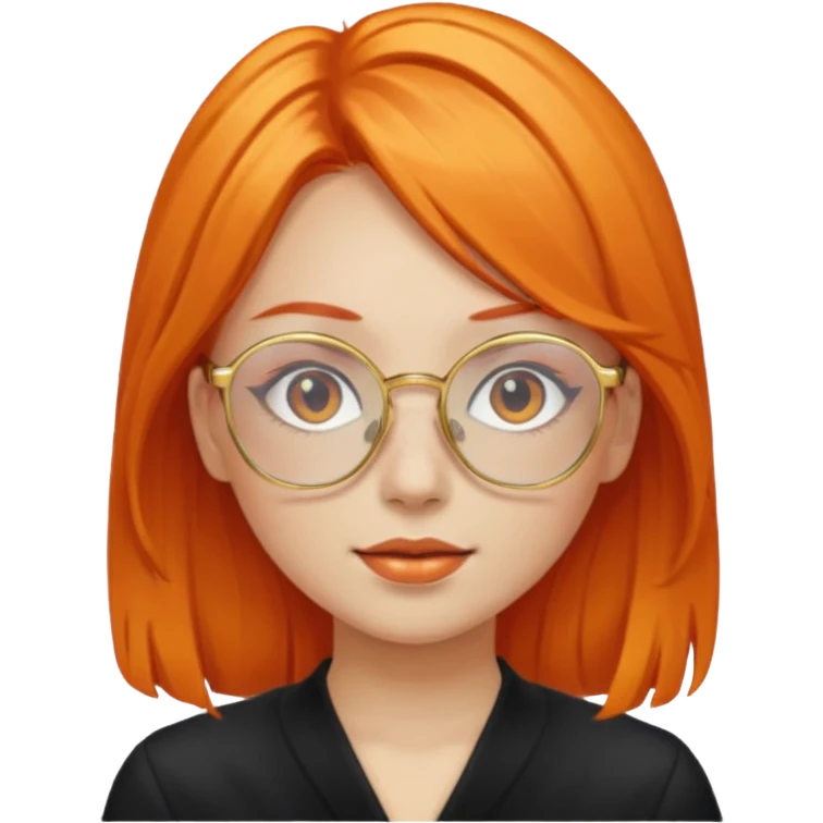  girl with orange hair and gold glasses  emoji