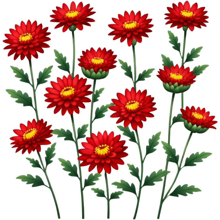 single Bright Red Chrysanthemum, straight stem emoji