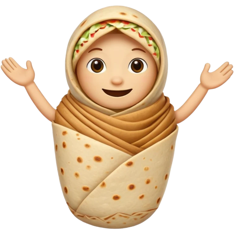 A burrito with arms and legs emoji