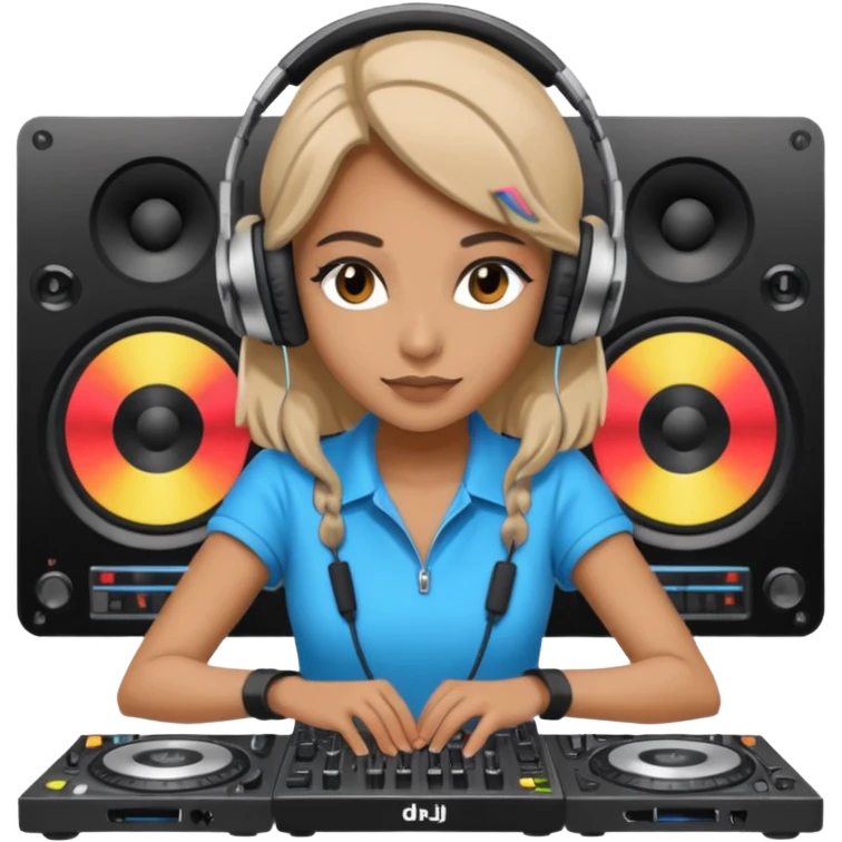woman dj with setup emoji