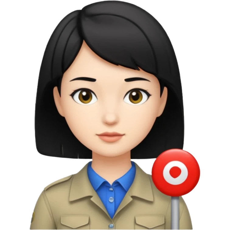 검은 단발머리의 젊은 여성 가이드. emoji