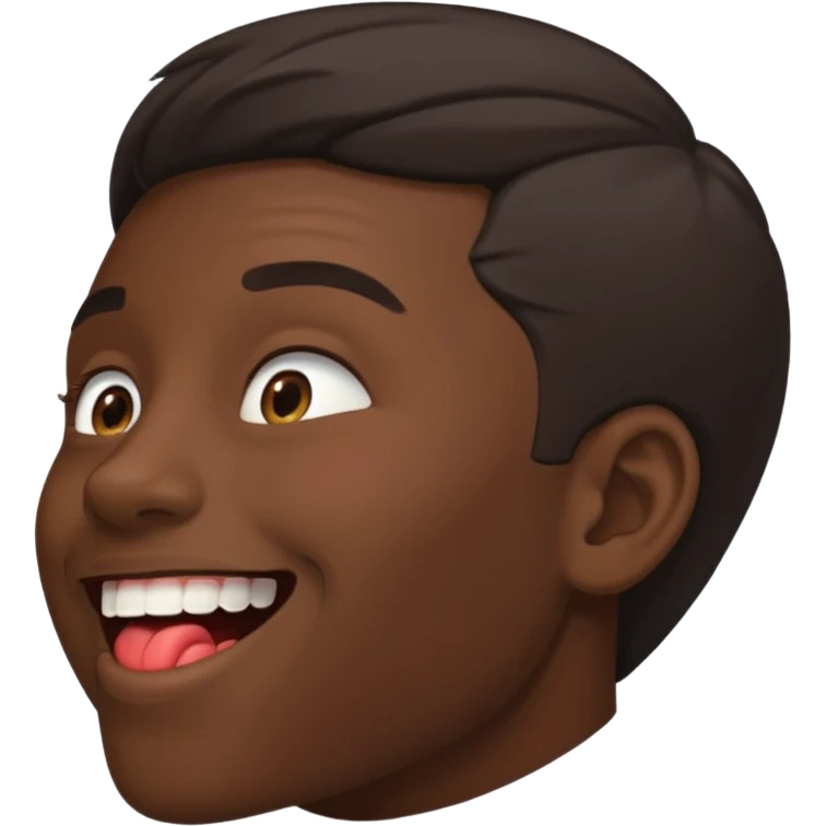 Tête de profil, et qui fait chute en montrant sa bouche emoji