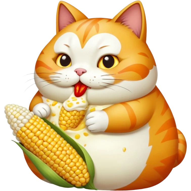 Fat cat eating elote emoji