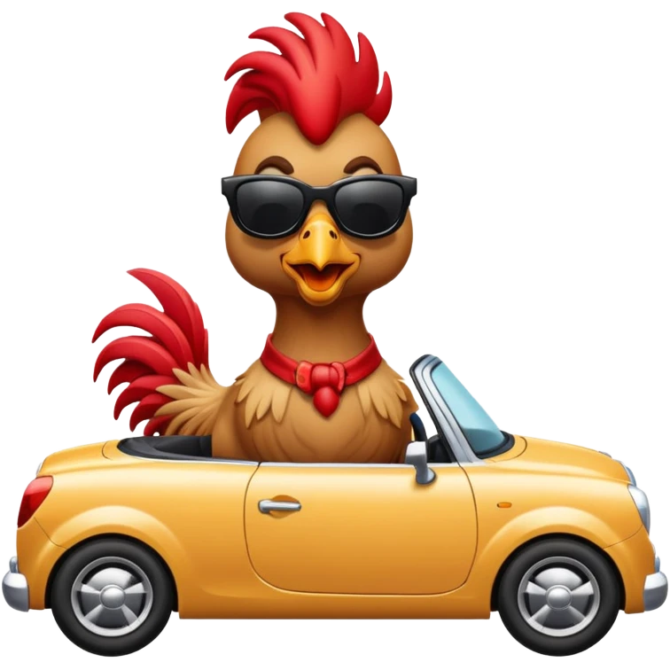 rooster in a convertible car emoji