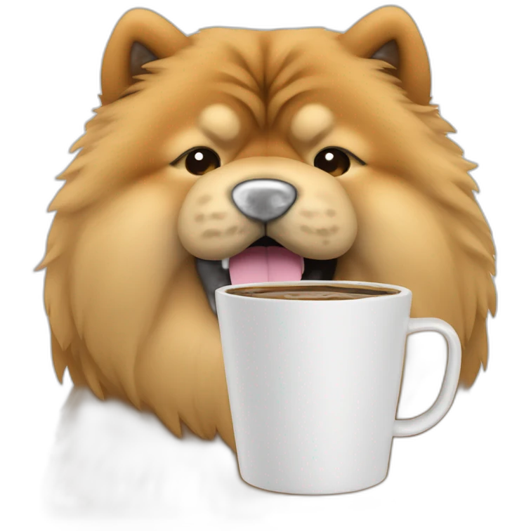 chow chow with travel mug coffee emoji