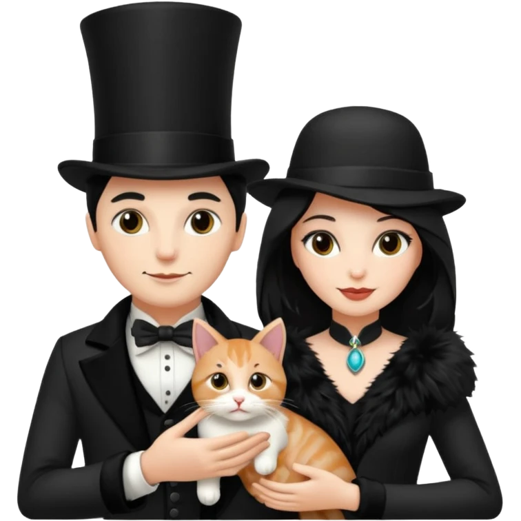 magician couple and their pet cat emoji