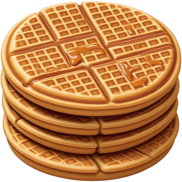 Stroopwafel Cinematic Realistic Stroopwafel Dessert Emoji, depicted as a single, flat, delicate caramel-filled waffle cookie rendered with crisp textures and warm, inviting lighting. emoji