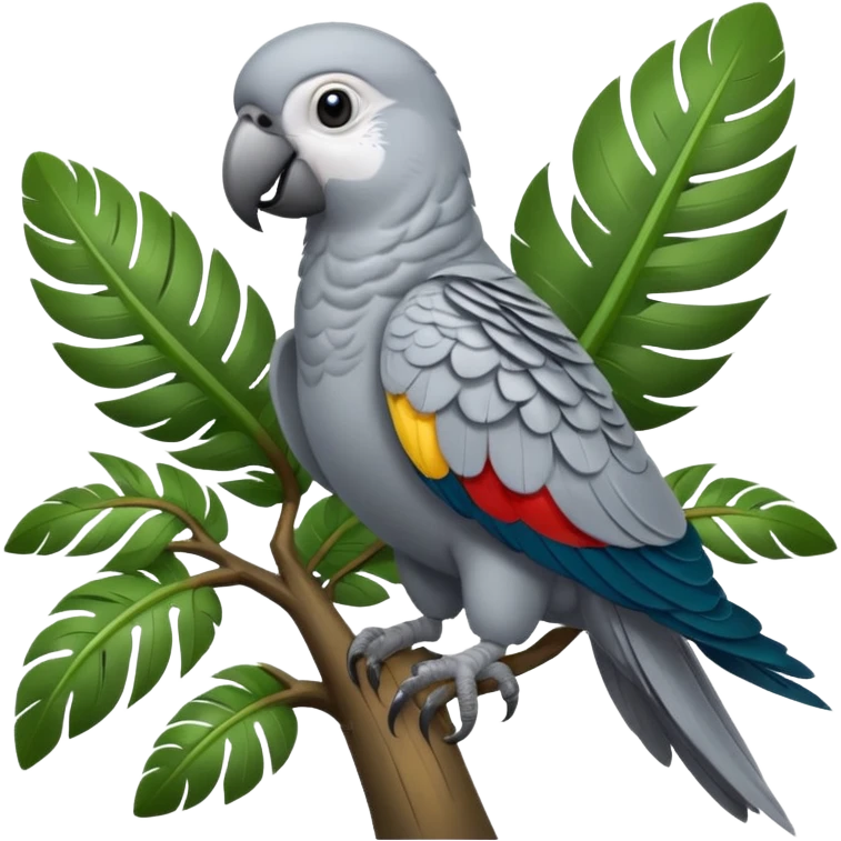 gray parrot on tree emoji