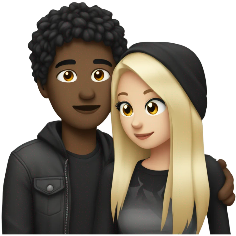 Emo couple hugging  guy with black hair girl with blonde hair emoji