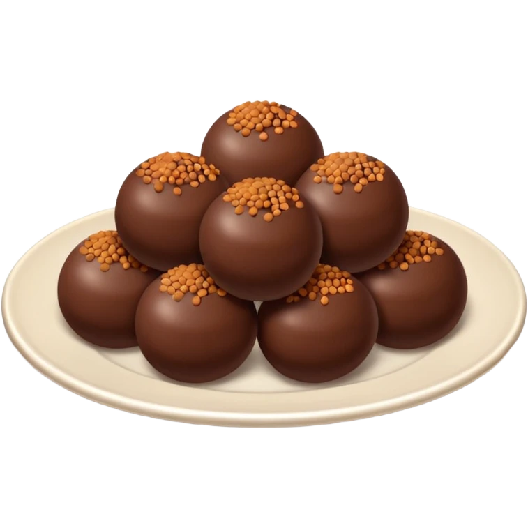 chocolate balls on plate with brown sprinkles emoji