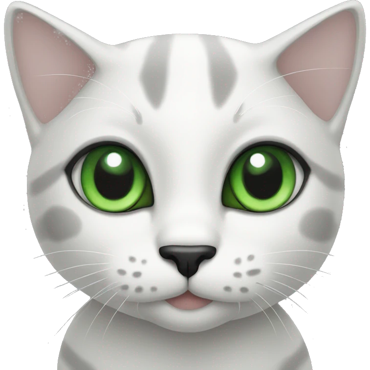cat make up whit black and withe skin and green eyes emoji