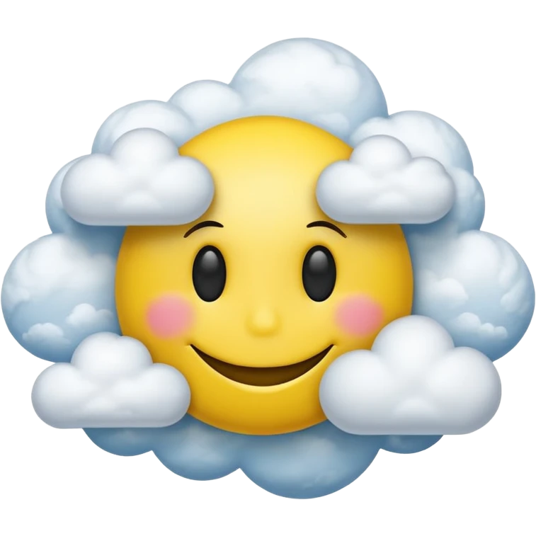 zone out smiley face with clouds floating around its head emoji
