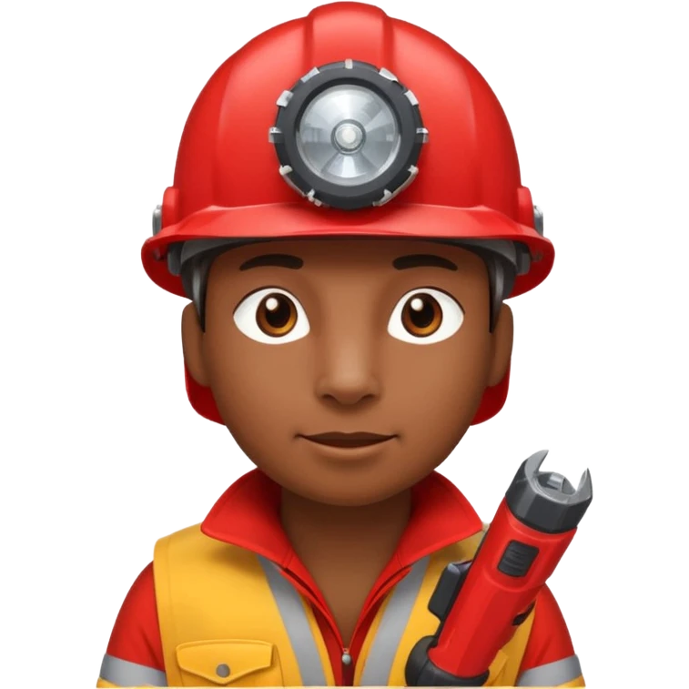 a mole with drill, red helmet, headlamp emoji