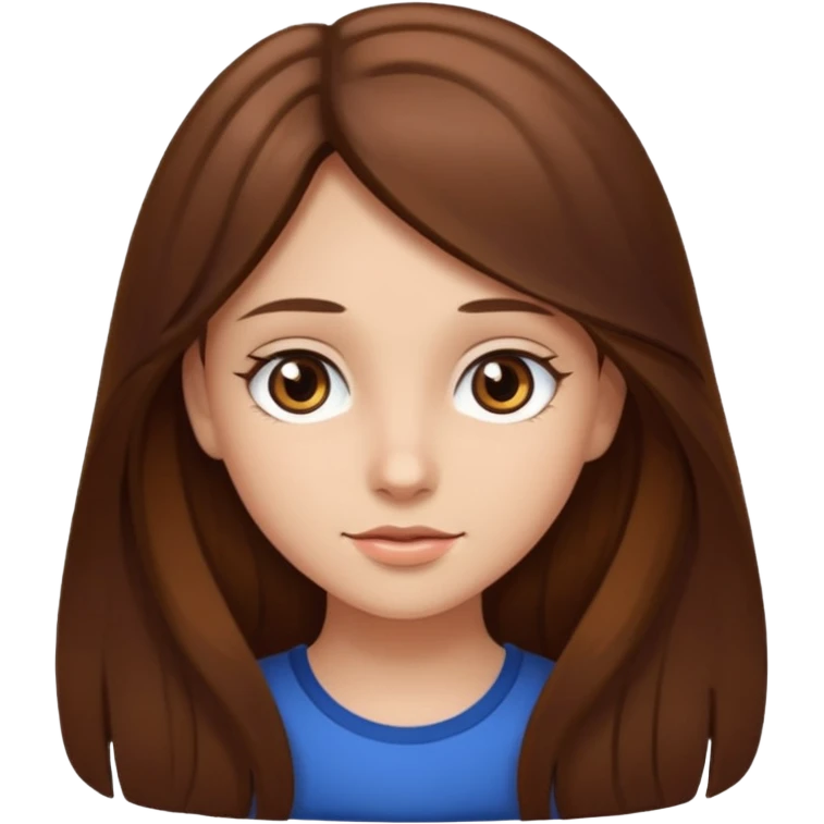 Emoji Fille cheveux long et brun yeux brun emoji
