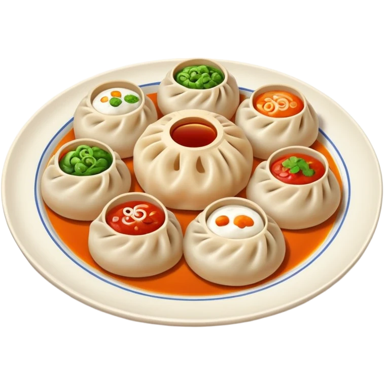 generate an ios genmoji of momos on a plate emoji
