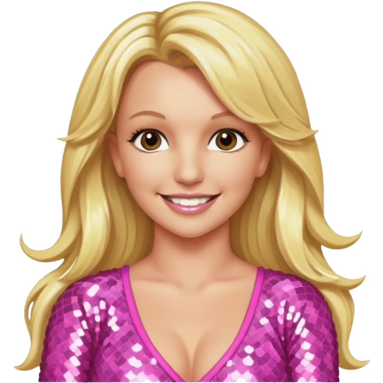 Britney Spears with long blonde hair, pink sequin outfit emoji