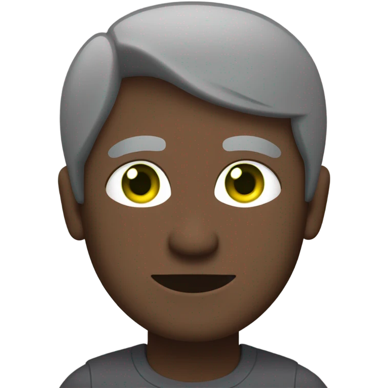 an emoji of a man in his mid-40's dark with green eyes, short grey hair ...
