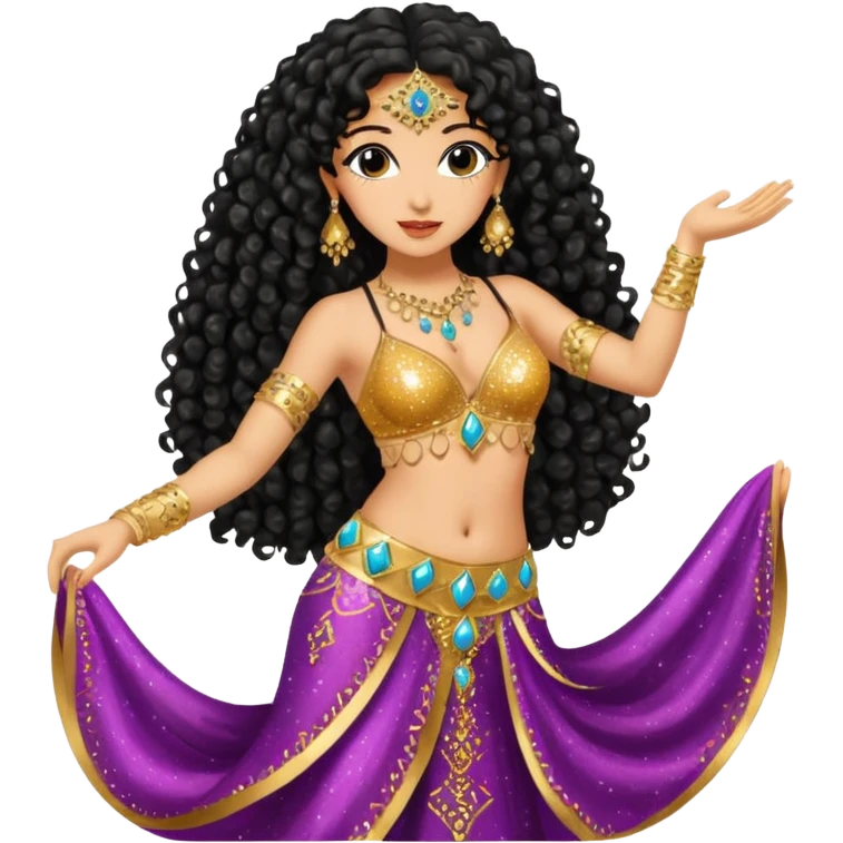 middle eastern belly dancer with black curly hair emoji