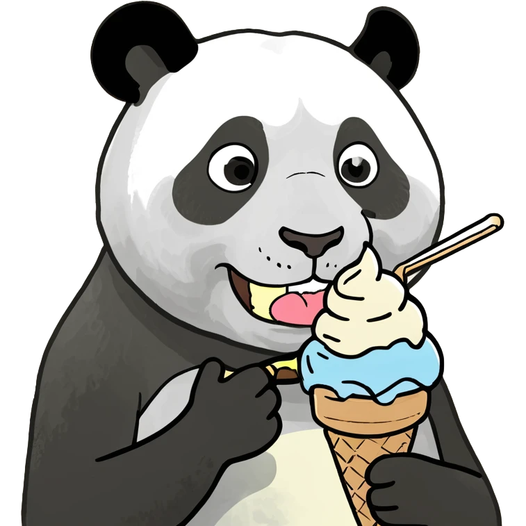 Panda eating ice cream emoji