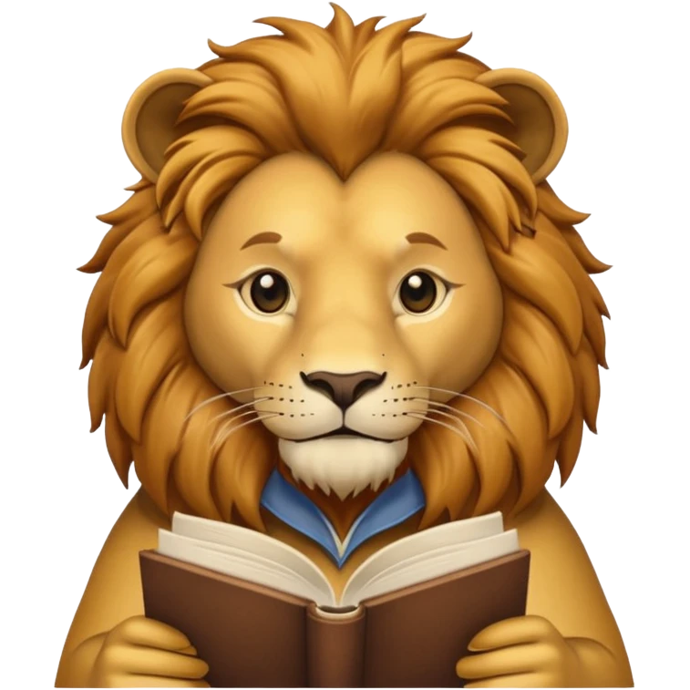 lion reading a book emoji