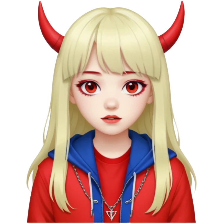  portrait-of-a-devil-k-pop-idol,-wearing-a-stylish-streetwear-outfit-with-layered-colorful-clothing,-long-hair-with-bangs,-makeup,- emoji