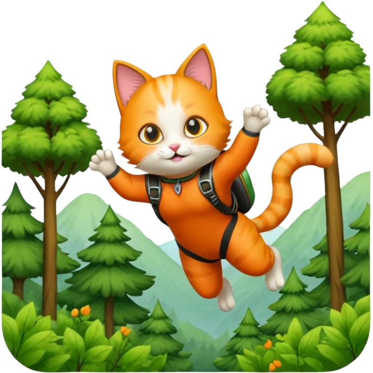 cat skydiving in forest  emoji