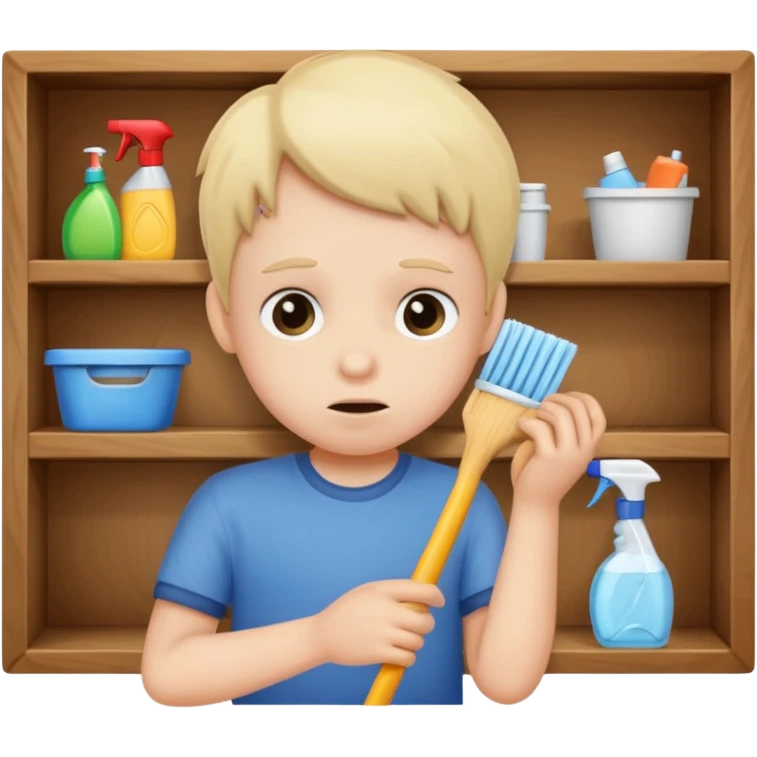 kid anxious cleaning a shelf emoji