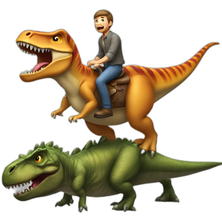 Man riding a tyrannosaurus emoji