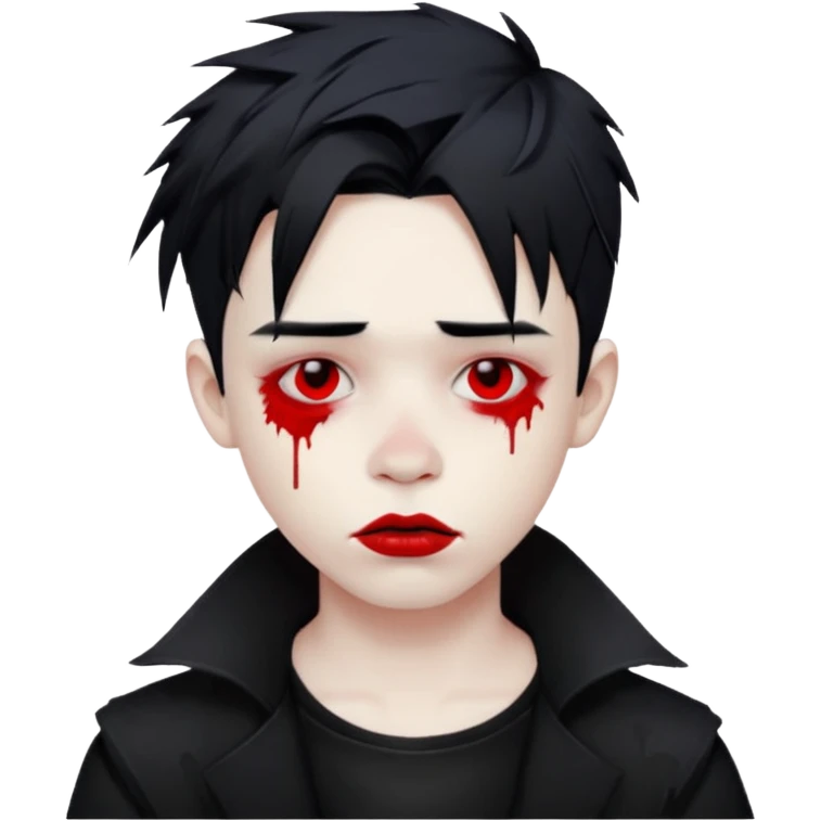 Goth boy with messy, smudged, red, lipstick  emoji