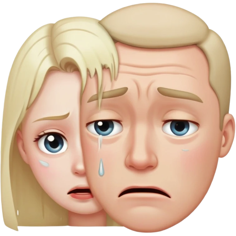 Man crying girl seeing  emoji