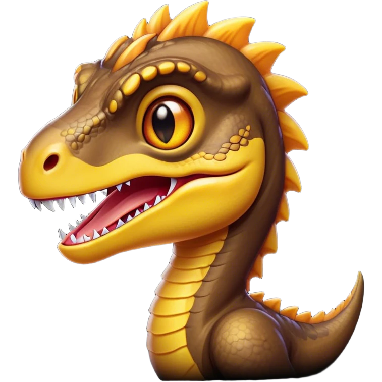 Cinematic Cute Velociraptor Portrait Emoji, Head tilted playfully with a mischievous grin, featuring a compact, agile form with bright, sparkling eyes and a slightly curved snout full of playful charm, Simplified yet irresistibly adorable features, highly detailed, glowing with a warm, inviting prehistoric glow, high shine, affectionate and lively, stylized with a touch of whimsical dinosaur mischief, soft glowing outline, capturing the essence of a mischievous yet endearing Velociraptor that seems as if it could dart out of the screen into your arms! emoji
