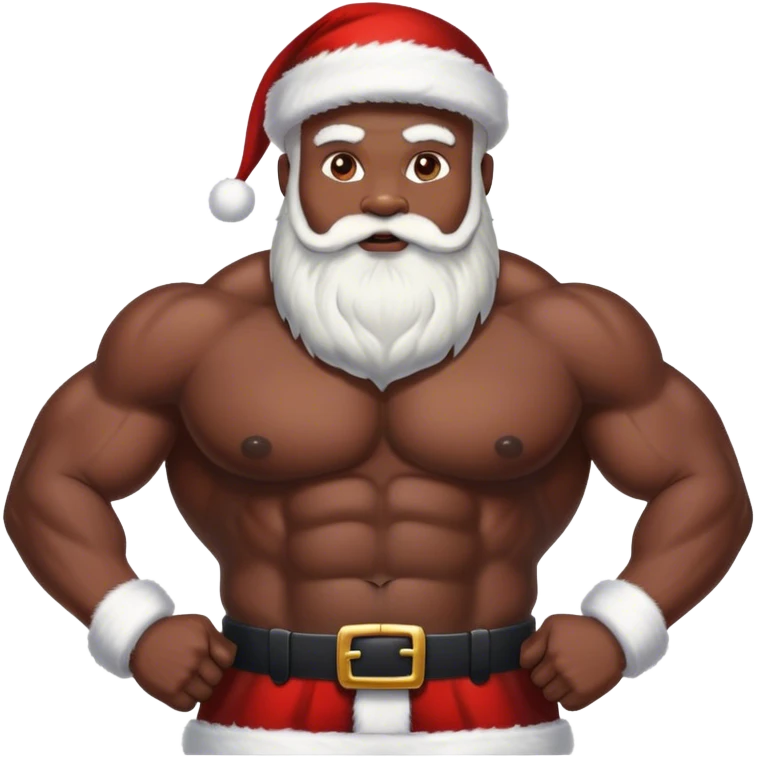 Buff Santa with abs black emoji