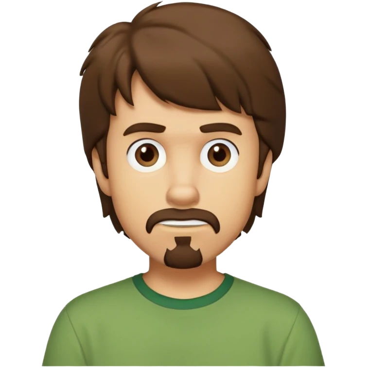 shaggy rogers brunette, with a short goatee, brown eyes and green tshirt from scooby doo  emoji