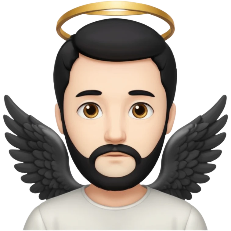 black hair, white bearded man angel emoji