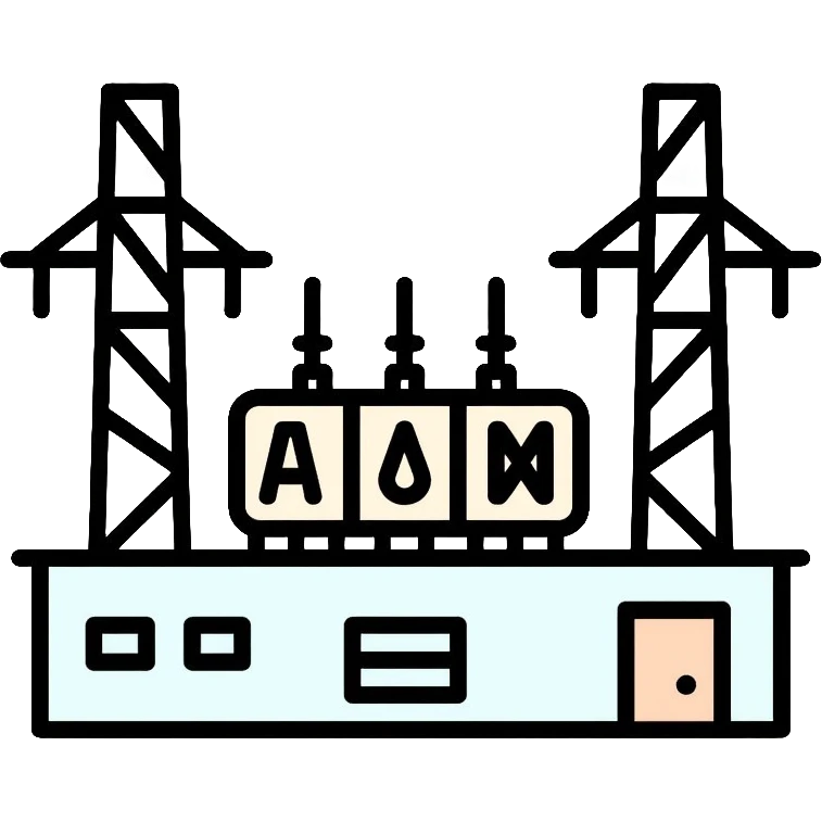 electrical substation with power lines and transformers emoji