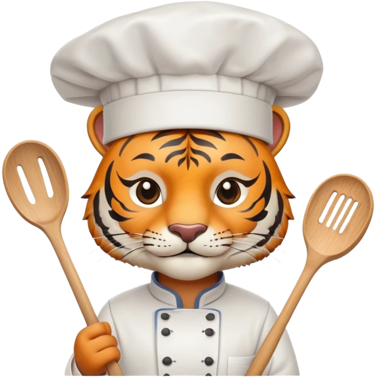 Tiger chef with chef hat and spatula emoji