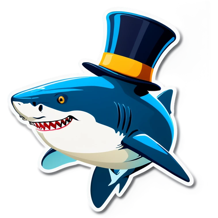 Shark with a top hat emoji