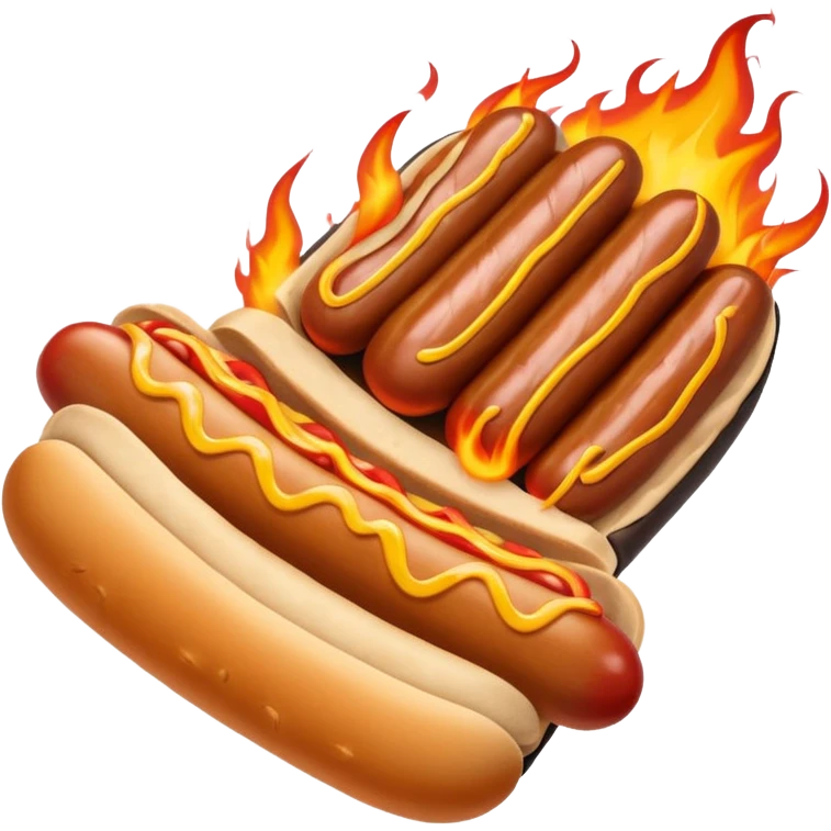 Gauntlet'd Fist Gripping a Flaming Hotdog emoji