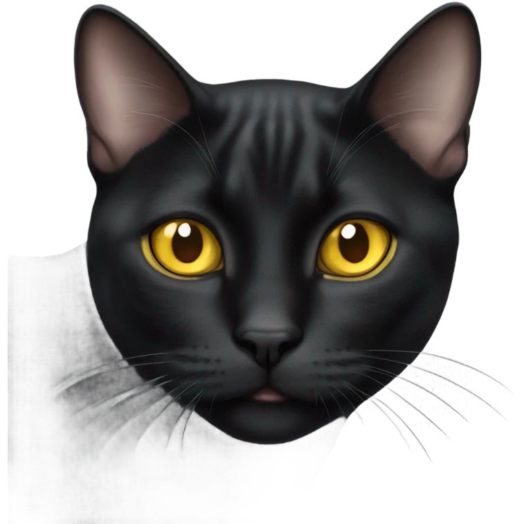 shorthair black cat yellow eyes laying flat emoji