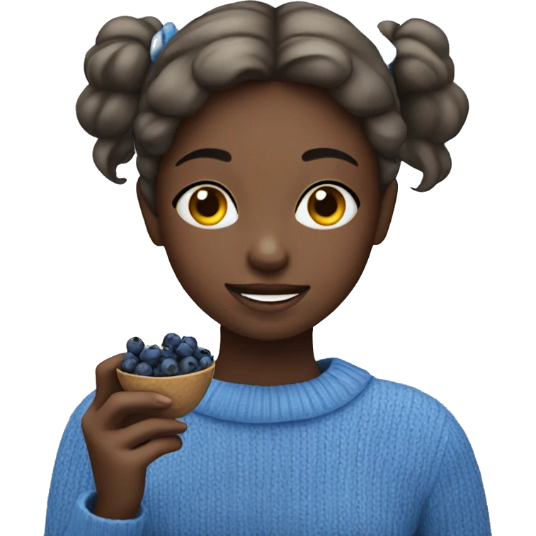 girl in a blue jumper eating blueberries  emoji