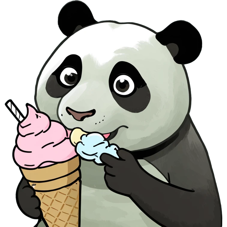Panda eating ice cream emoji