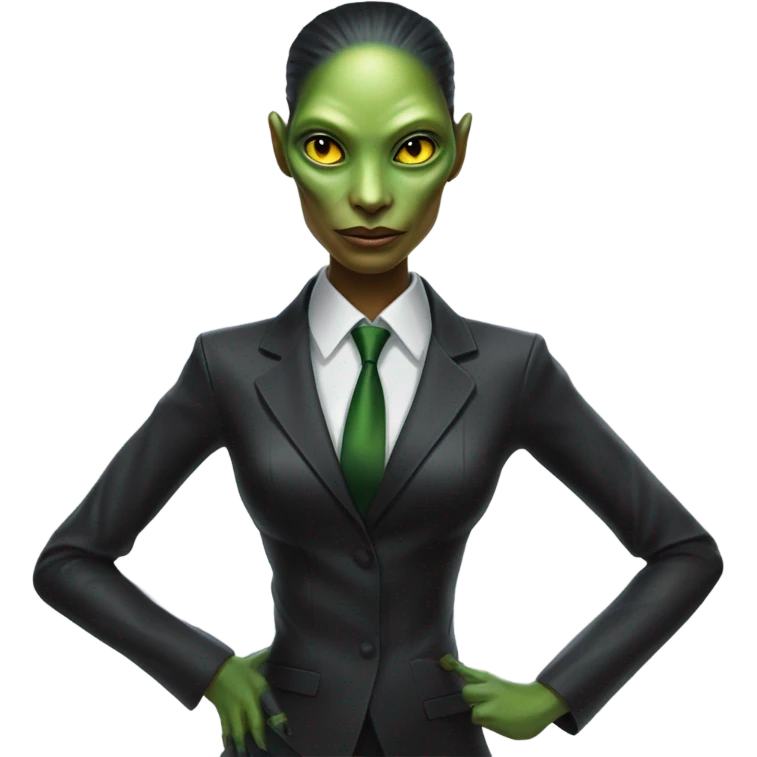 a reptilian alien woman as men in black full body emoji
