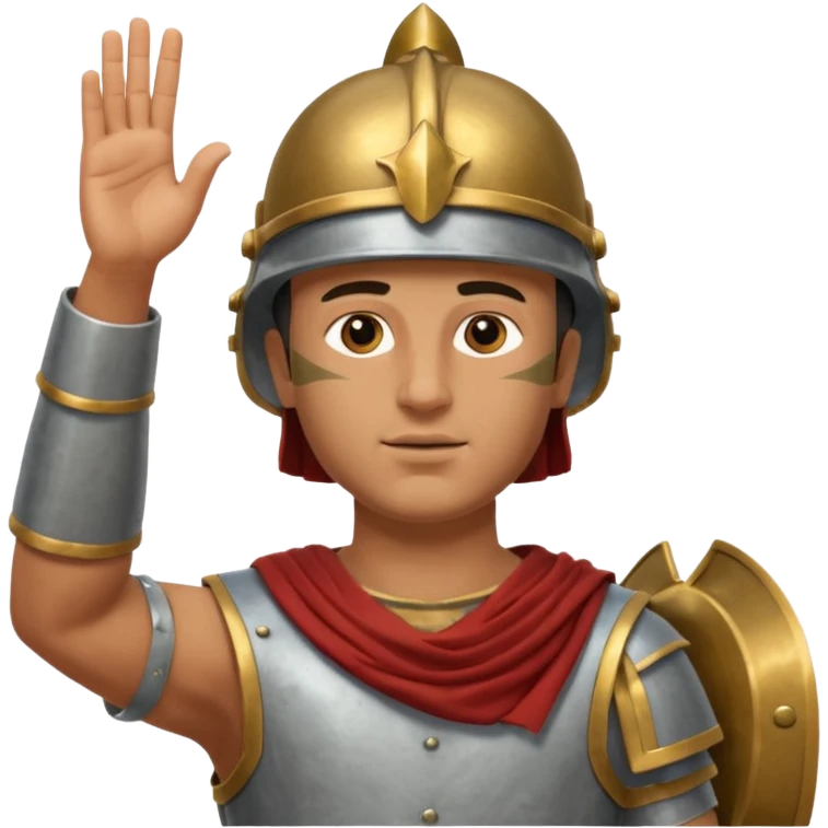 an ancient roman republic soldier doing a salute where he points all his fingers to the sky straight with his right hand like a WW2 german salute emoji