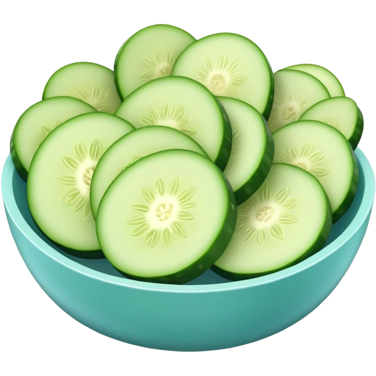 super realistic sliced cucumber in light blue bowl emoji