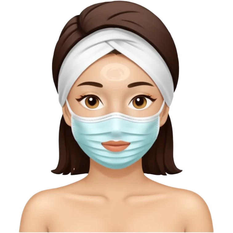 Lady with face mask spa beauty full face relaxing emoji