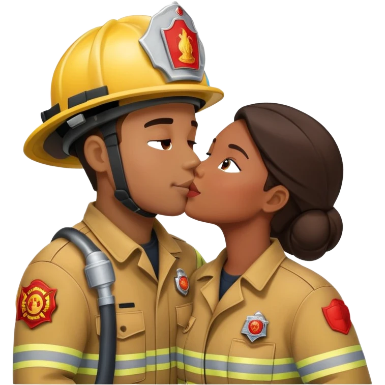 Пожарный целуется с офисной девушкой emoji