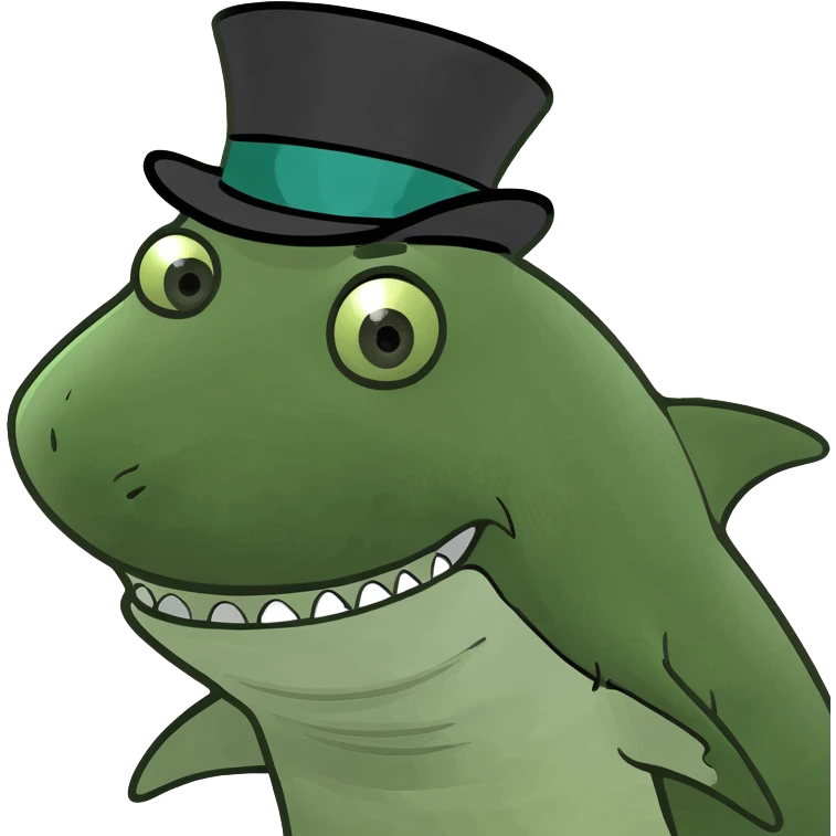 Shark with a top hat emoji