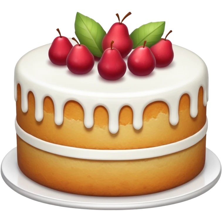 white fruit cake, minimal, simple, clear emoji