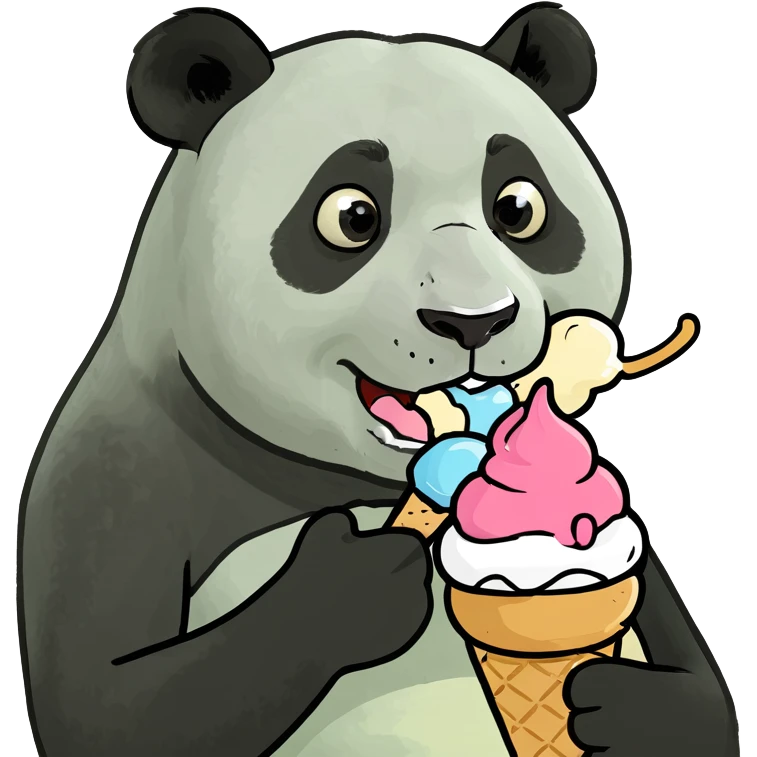 Panda eating ice cream emoji